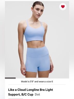 NWT Lululemon Like a Cloud Longline Bra Dot Sinatra Blue Size 6